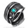 BA0392 BOBIJOO Jewelry US Turquoise Feather Biker Ring Signet