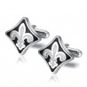 Boutons de Manchette Fleur de Lys Argent Noir Blanc bobijoo