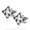 BM0018 BOBIJOO Jewelry Cufflinks Fleur de Lys Silver Black White