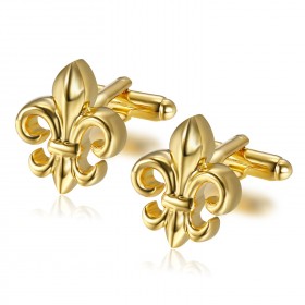 BM0025 BOBIJOO Jewelry Cufflinks Fleur de Lys Gilded Fine Gold