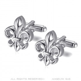 Boutons de Manchette Fleur de Lys Argenté bobijoo