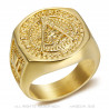 BA0011 BOBIJOO Jewelry Anillo Chevaliere Acero Dorado Oro Fino Masonería