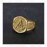 BA0011 BOBIJOO Jewelry Chevaliere Ring Stahl Gold vergoldet feine Freimaurerei