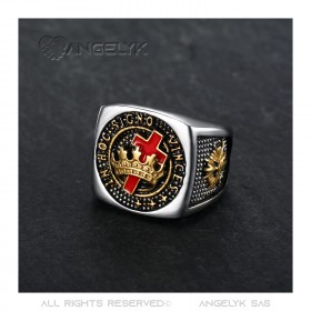 BA0133 BOBIJOO Jewelry Anillo De Sello Templario Masonería En Hoc Signo Vinces