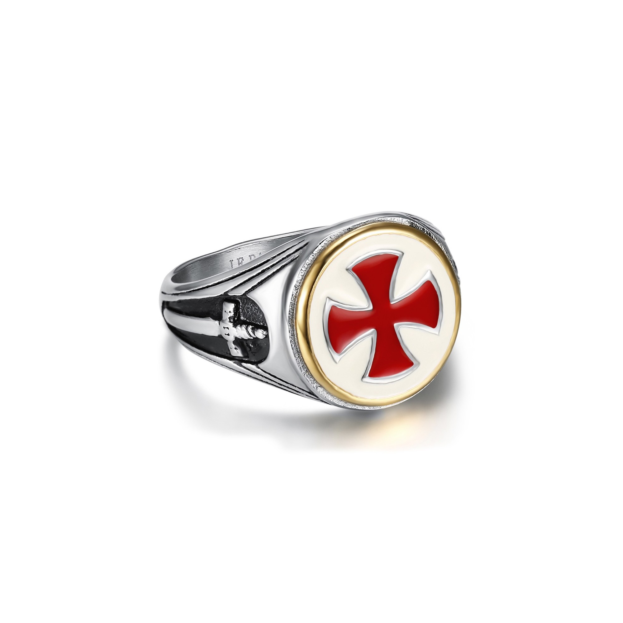Bague templier Croix rouge et épée, création originale