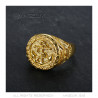 BA0251 BOBIJOO Gioielli Anello con sigillo Golden Ring Man Anchor Navy Gold Eagle Nation