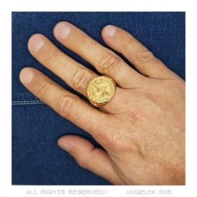 BA0251 BOBIJOO Jewelry Signet Ring Golden Ring Man Anchor Navy Gold Eagle Nation