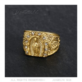 BA0272 BOBIJOO Jewelry Ring Siegel Ring Camargue Hufeisen Virgin Steel Gold