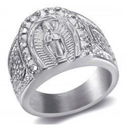 BA0272S BOBIJOO Jewelry Ring Siegel Ring Camargue Hufeisen Virgin Steel Silber