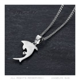 PEF0006 BOBIJOO Jewelry 316L Steel Dolphin Pendant Diamond Silver