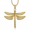 PEF0009 BOBIJOO Collana di gioielli con ciondolo grande libellula in acciaio 316L oro