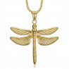 PEF0009 BOBIJOO Jewelry Large Dragonfly Pendant Necklace 316L Steel Gold