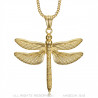 PEF0009 BOBIJOO Jewelry Collar con colgante de libélula grande Acero 316L Oro
