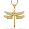 PEF0009 BOBIJOO Jewelry Large Dragonfly Pendant Necklace 316L Steel Gold