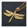 PEF0009 BOBIJOO Jewelry Large Dragonfly Pendant Necklace 316L Steel Gold