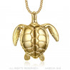 Collier Pendentif Grande Tortue Acier 316L Or bobijoo