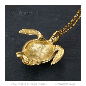 Collier Pendentif Grande Tortue Acier 316L Or bobijoo