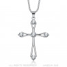 PEF0012 BOBIJOO Collana di gioielli con ciondolo a croce latina in acciaio con strass