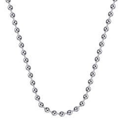 Chaîne Collier Maille Perles Boules Billes 4mm 55cm Acier Argent bobijoo