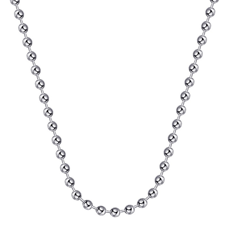 Chaîne Collier Maille Perles Boules Billes 4mm 55cm Acier Argent bobijoo