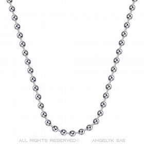 Chaîne Collier Maille Perles Boules Billes 4mm 55cm Acier Argent bobijoo