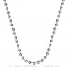 Chaîne Collier Maille Perles Boules Billes 4mm 55cm Acier Argent bobijoo