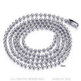 COH0034S BOBIJOO Jewelry Cadena Collar Malla Perlas Bolas Perlas 4mm 55cm Acero Plata