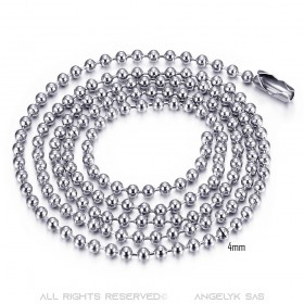 COH0034S BOBIJOO Jewelry Kette Halskette Mesh Perlen Kugeln Perlen 4mm 55cm Stahl Silber