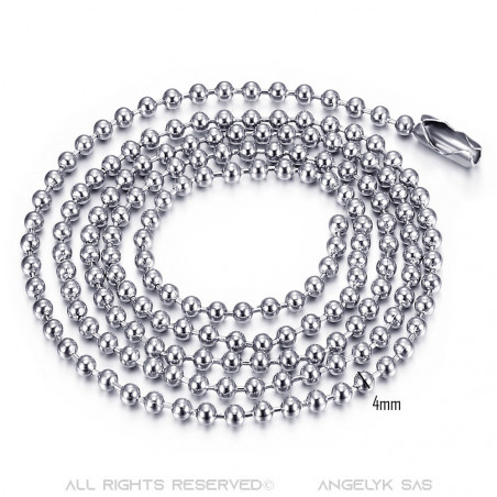 50pc Vente en Gros Argent Acier Inoxydable Ball & Riz Perles Chaîne Collier 2.4mm16-32" 