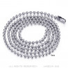 Chaîne Collier Maille Perles Boules Billes 4mm 55cm Acier Argent bobijoo