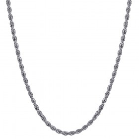 COH0027S BOBIJOO Collana con catena di gioielli Corda a maglia intrecciata 3 mm 55 cm Acciaio argento