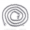 Chaîne Collier Maille Torsadé Corde 3mm 55cm Acier Argent bobijoo