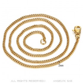 COH0028 BOBIJOO Jewelry Chain Necklace Cuban Mesh 2mm 45cm Steel Gold