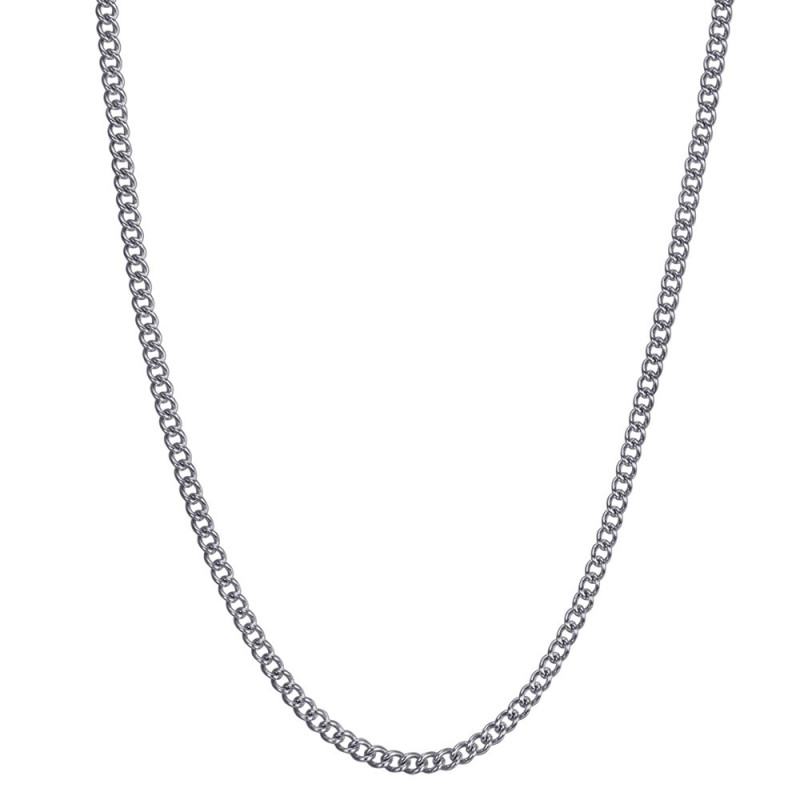 Chaîne Collier Maille Cubaine 2mm 45cm Acier Argent bobijoo