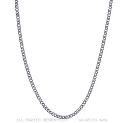 COH0028S BOBIJOO Jewelry Chain Necklace Cuban Mesh 2mm 45cm Steel Silver