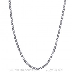 Chaîne Collier Maille Cubaine 2mm 45cm Acier Argent bobijoo