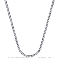 Chaîne Collier Maille Vénitienne 2mm 55cm Acier Argent bobijoo