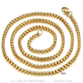 COH0030 BOBIJOO Jewelry Kette Halskette Mesh Roll 3mm 55cm Stahl Gold