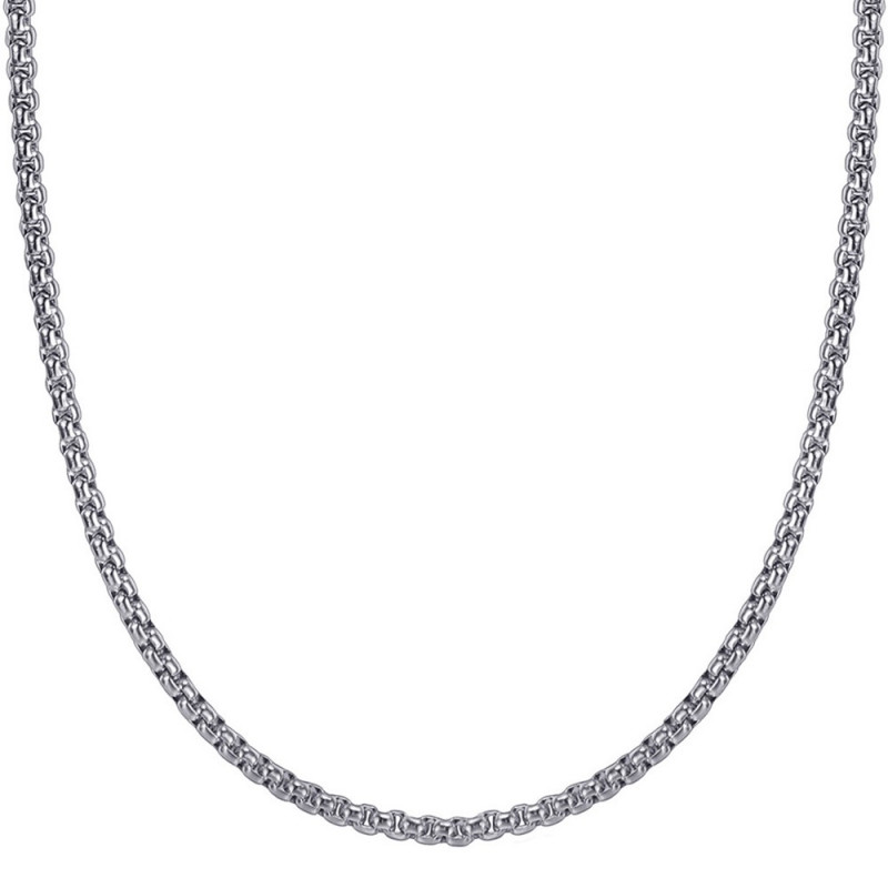 Chaîne Collier Maille Rouleau 3mm 55cm Acier Argent bobijoo