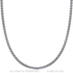 Chaîne Collier Maille Rouleau 3mm 55cm Acier Argent bobijoo