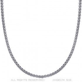 Chaîne Collier Maille Rouleau 3mm 55cm Acier Argent bobijoo