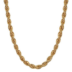 Chaîne Collier Maille Torsadé Corde 5mm 55cm Acier Or bobijoo