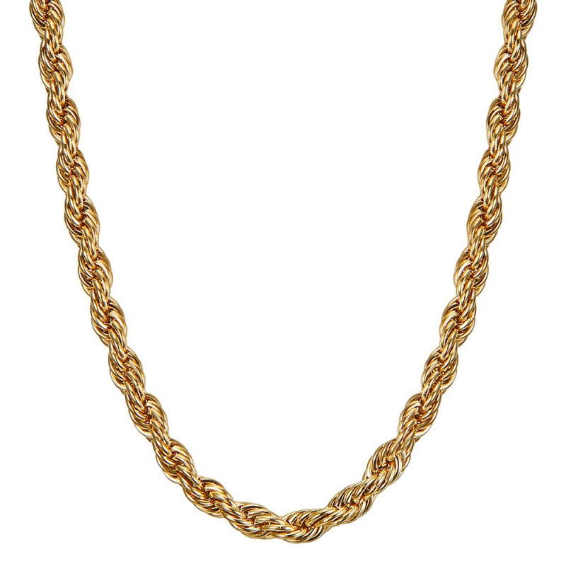 Chaîne Collier Maille Torsadé Corde 5mm 55cm Acier Or bobijoo