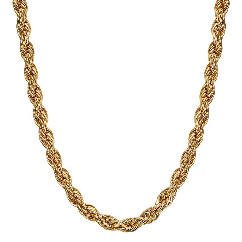 COH0031 BOBIJOO Jewelry Collar De Cadena Cuerda De Malla Torcida 5mm 55cm Acero Dorado