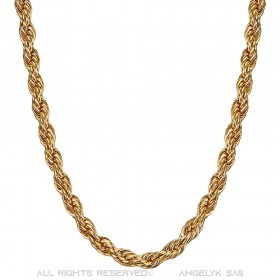 COH0031 BOBIJOO Jewelry Chain Necklace Twisted Mesh Rope 5mm 55cm Steel Gold