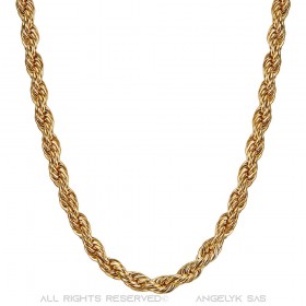 COH0031 BOBIJOO Collana con catena di gioielli Corda a maglia intrecciata 5mm 55cm Acciaio oro