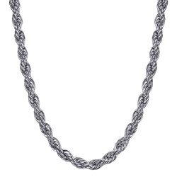 Chaîne Collier Maille Torsadé Corde 5mm 55cm Acier Argent bobijoo