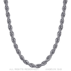 COH0031S BOBIJOO Jewelry Collar De Cadena Cuerda De Malla Retorcida 5mm 55cm Acero Plata
