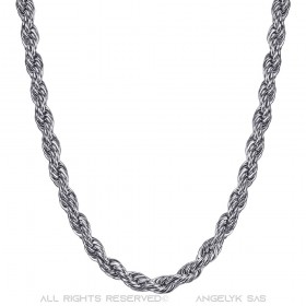 COH0031S BOBIJOO Jewelry Kettenhalskette Twisted Mesh Rope 5mm 55cm Stahl Silber