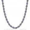 Chaîne Collier Maille Torsadé Corde 5mm 55cm Acier Argent bobijoo